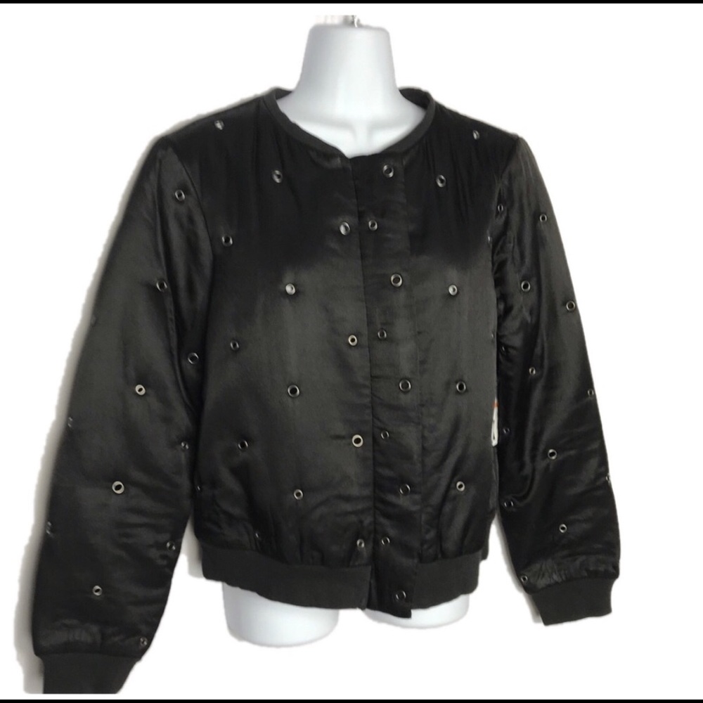 VELVET BY GRAHAM & SPENCER Black Bomber Jacket NWT